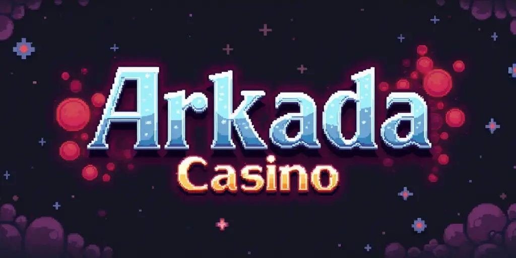 Arkada Casino banner in pixel art style